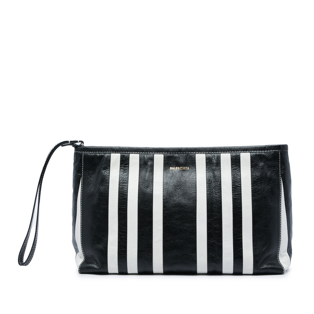 Pre-Loved Balenciaga Large Lambskin Striped Barbes Z Pouch